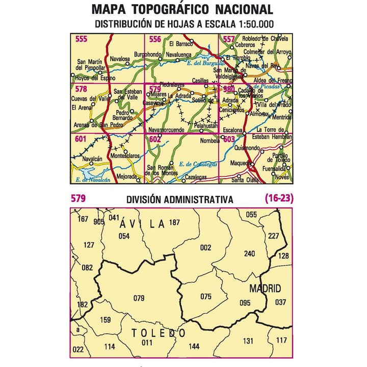 Carte topographique de l'Espagne - Sotillo de la Adrada, n° 0579 | CNIG - 1/50 000 carte pliée CNIG 