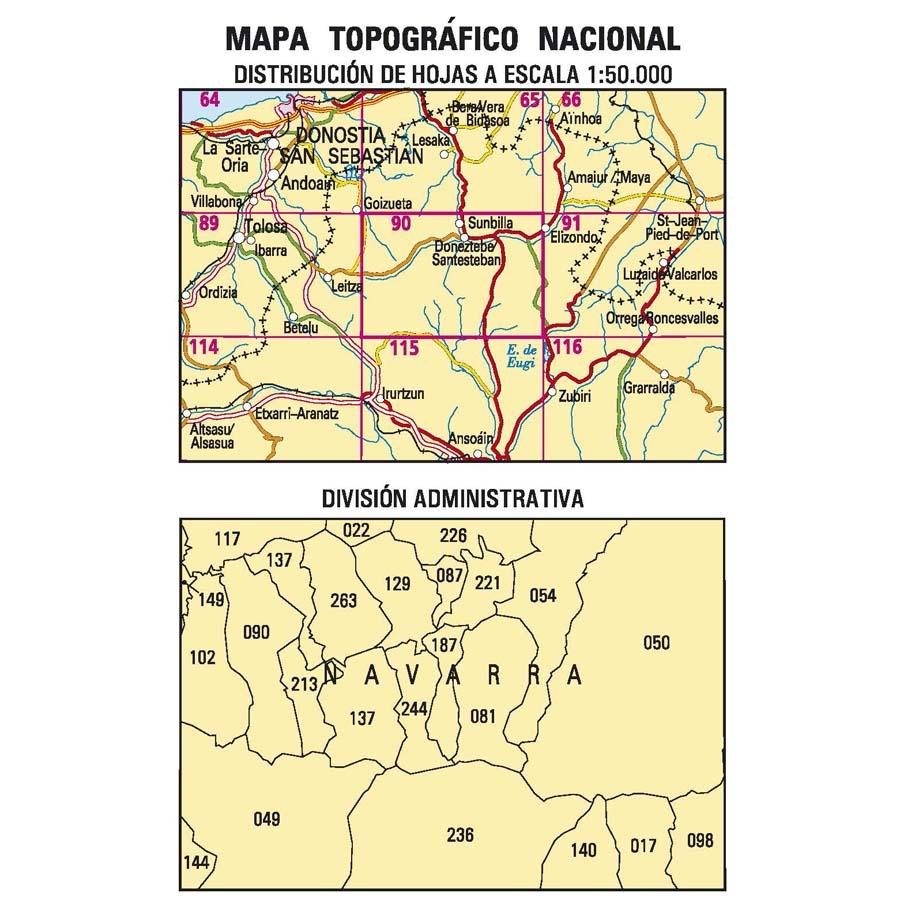 Carte topographique de l'Espagne - Sumbilla, n° 0090 | CNIG - 1/50 000 carte pliée CNIG 