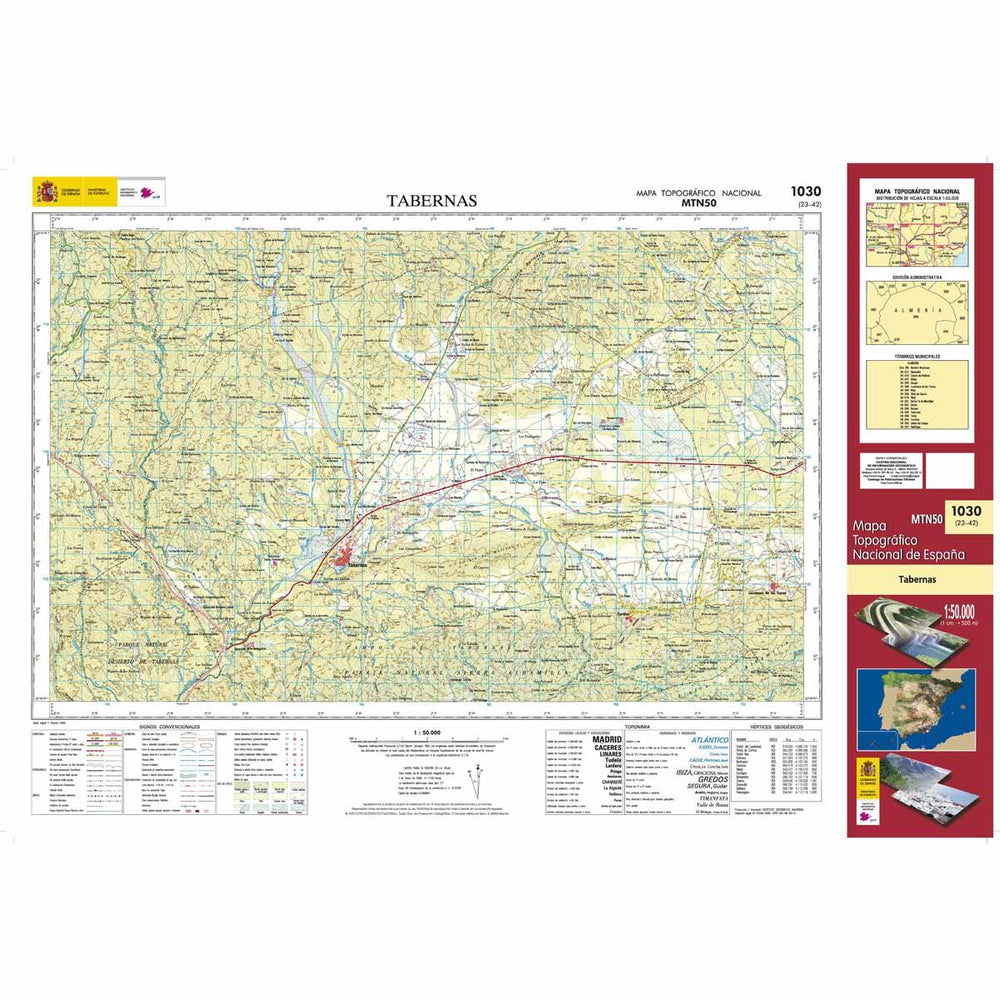 Carte topographique de l'Espagne - Tabernas, n° 1030 | CNIG - 1/50 000 carte pliée CNIG 