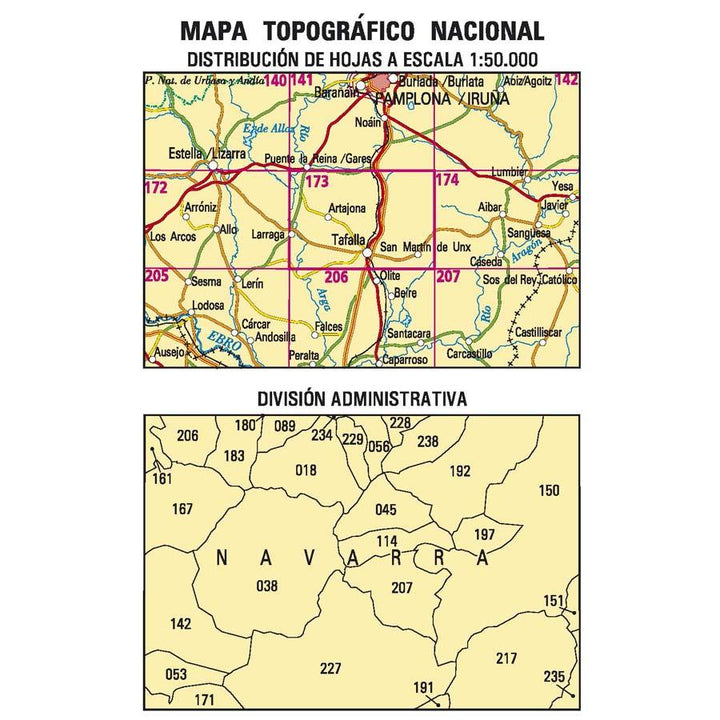 Carte topographique de l'Espagne - Tafalla, n° 0173 | CNIG - 1/50 000 carte pliée CNIG 