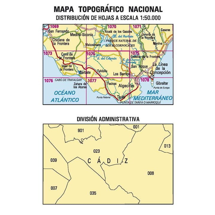 Carte topographique de l'Espagne - Tahivilla, n° 1074 | CNIG - 1/50 000 carte pliée CNIG 
