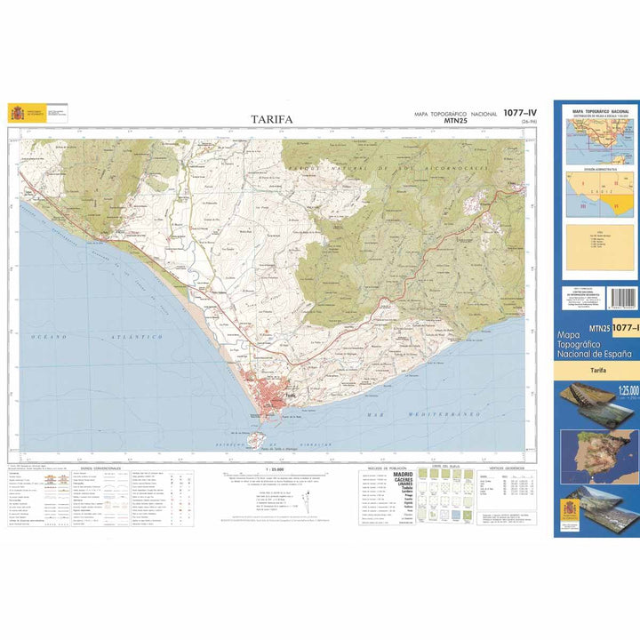 Carte topographique de l'Espagne - Tarifa, n° 1077.4 | CNIG - 1/25 000 carte pliée CNIG 