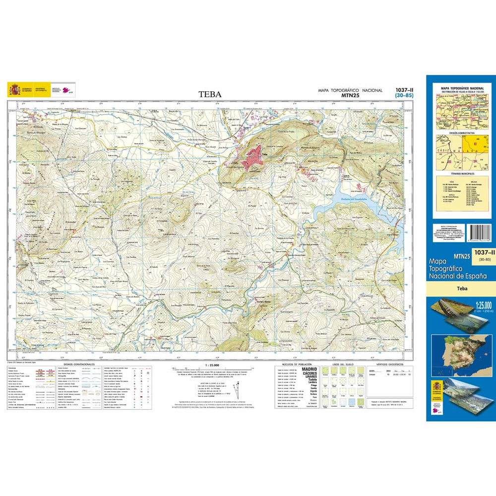Carte topographique de l'Espagne - Teba, n° 1037.2 | CNIG - 1/25 000 carte pliée CNIG 