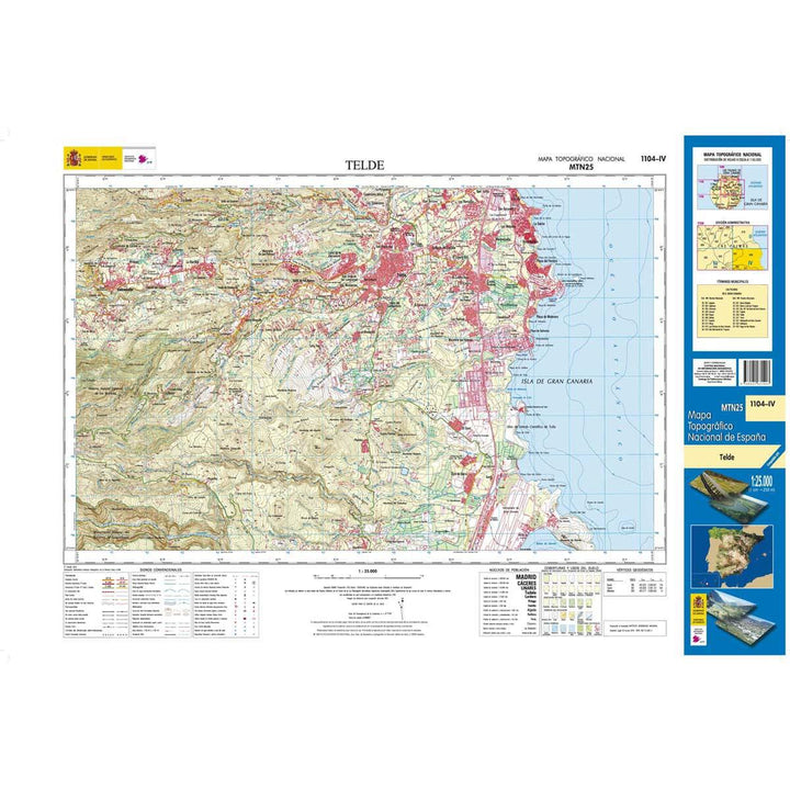 Carte topographique de l'Espagne - Telde (Gran Canaria), n° 1104.4 | CNIG - 1/25 000 carte pliée CNIG 