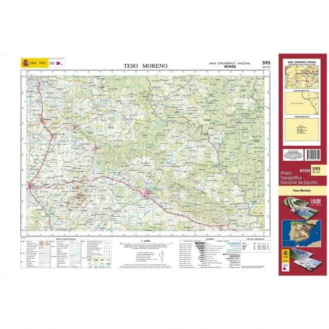 Carte topographique de l'Espagne - Teso Moreno, n° 0595 | CNIG - 1/50 000 carte pliée CNIG 