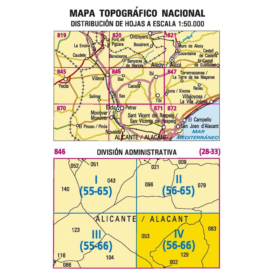 Carte topographique de l'Espagne - Tibi, n° 0846.4 | CNIG - 1/25 000 carte pliée CNIG 