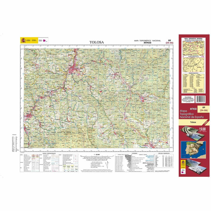 Carte topographique de l'Espagne - Tolosa, n° 0089 | CNIG - 1/50 000 carte pliée CNIG 