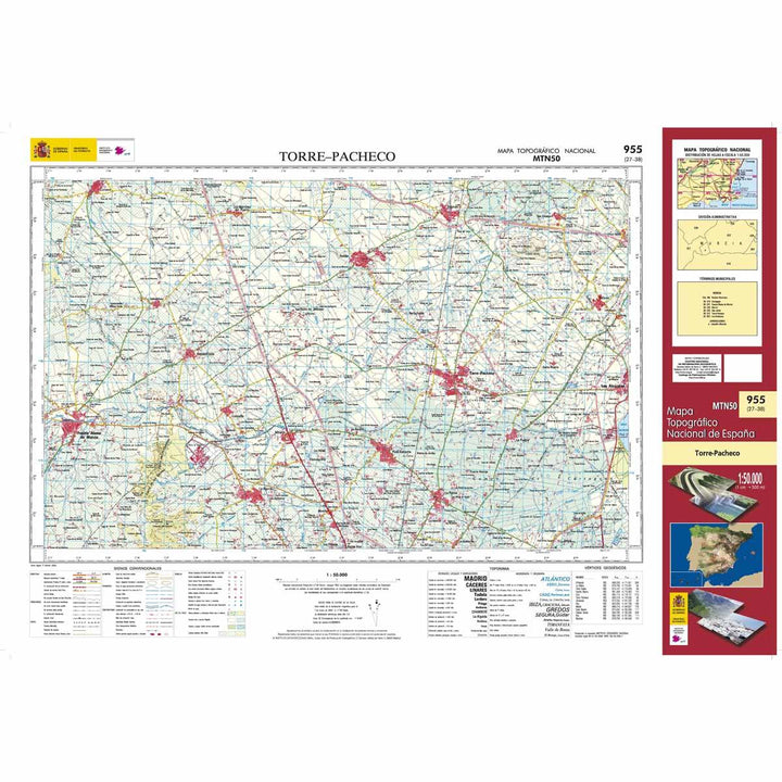 Carte topographique de l'Espagne - Torre -Pacheco, n° 0955 | CNIG - 1/50 000 carte pliée CNIG 