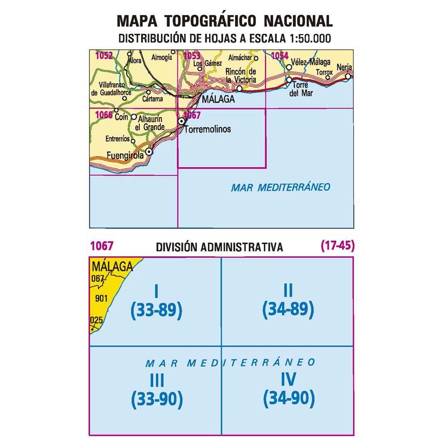 Carte topographique de l'Espagne - Torremolinos, n° 1067.1 | CNIG - 1/25 000 carte pliée CNIG 