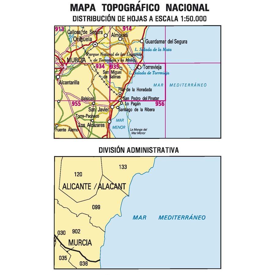Carte topographique de l'Espagne - Torrevieja, n° 0935 | CNIG - 1/50 000 carte pliée CNIG 