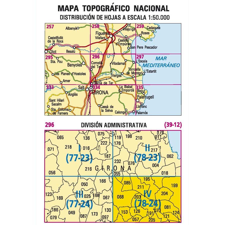 Carte topographique de l'Espagne - Torroella de Montgrí, n° 0296.4 | CNIG - 1/25 000 carte pliée CNIG 