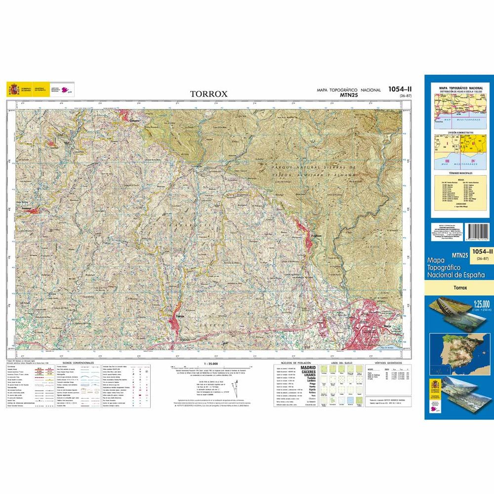 Carte topographique de l'Espagne - Torrox, n° 1054.2 | CNIG - 1/25 000 carte pliée CNIG 