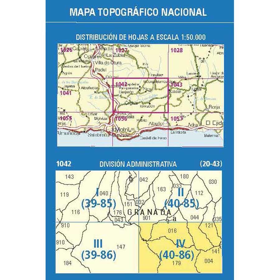 Carte topographique de l'Espagne - Torvizcón, n° 1042.4 | CNIG - 1/25 000 carte pliée CNIG 