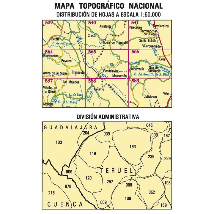 Carte topographique de l'Espagne - Tragacete, n° 0565 | CNIG - 1/50 000 carte pliée CNIG 
