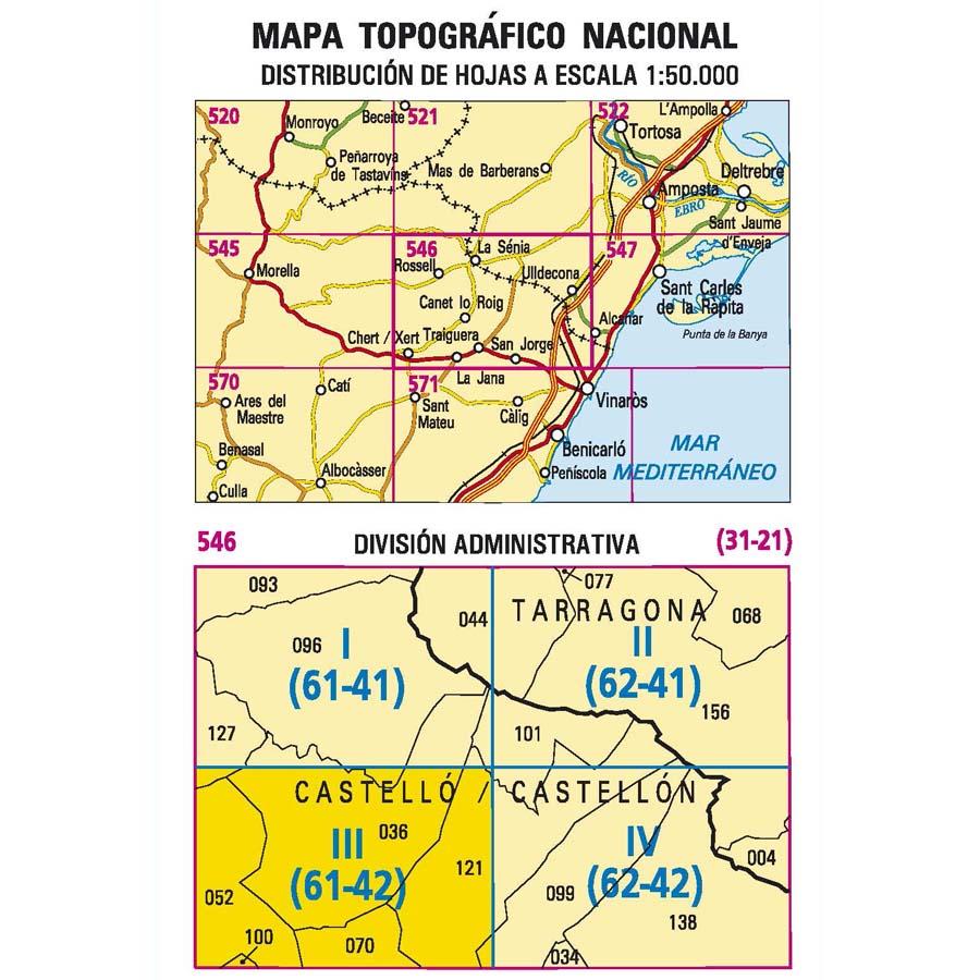 Carte topographique de l'Espagne - Traiguera, n° 0546.3 | CNIG - 1/25 000 carte pliée CNIG 