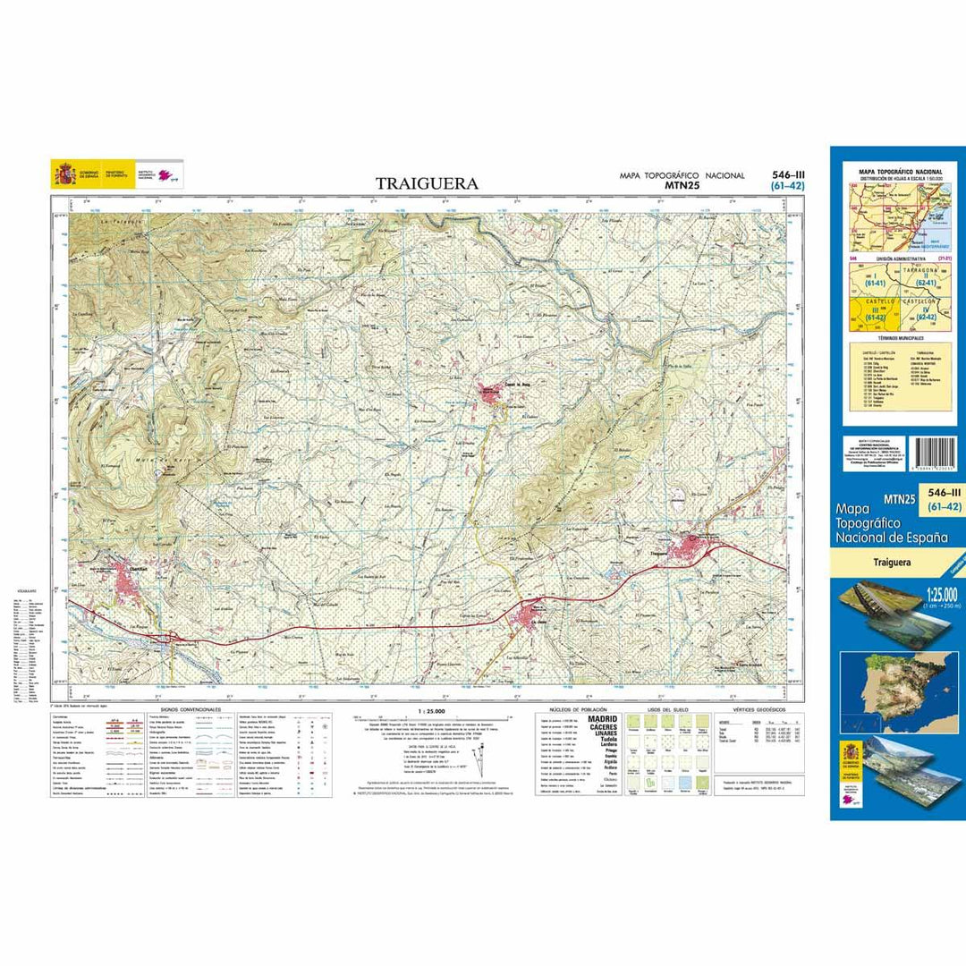 Carte topographique de l'Espagne - Traiguera, n° 0546.3 | CNIG - 1/25 000 carte pliée CNIG 