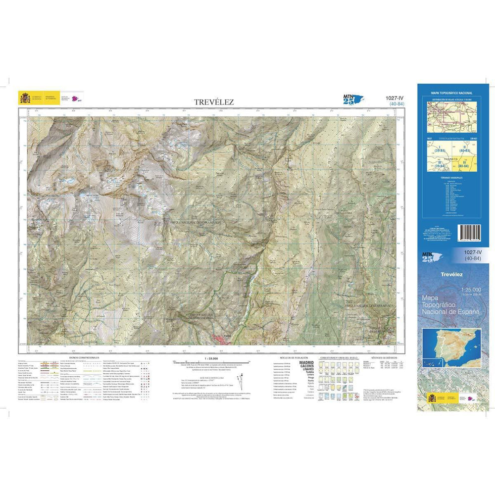 Carte topographique de l'Espagne - Trevélez, n° 1027.4 | CNIG - 1/25 000 carte pliée CNIG 