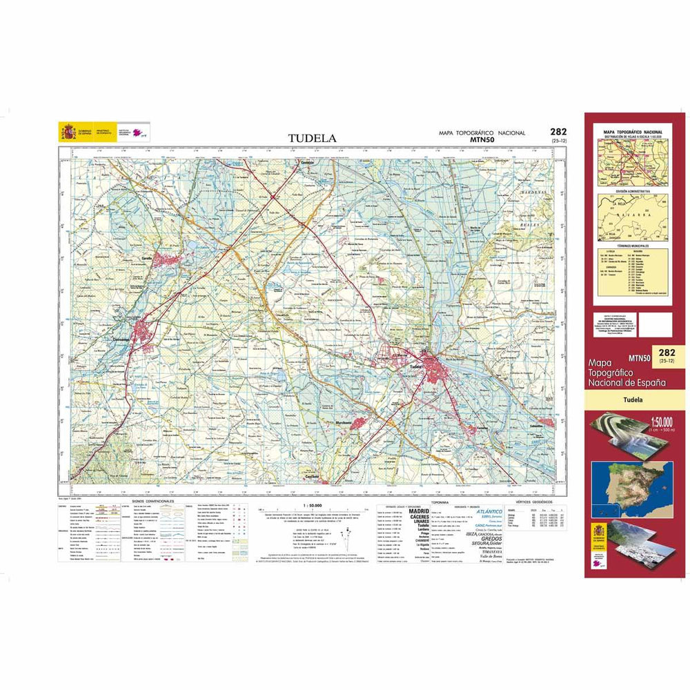 Carte topographique de l'Espagne - Tudela, n° 0282 | CNIG - 1/50 000 carte pliée CNIG 