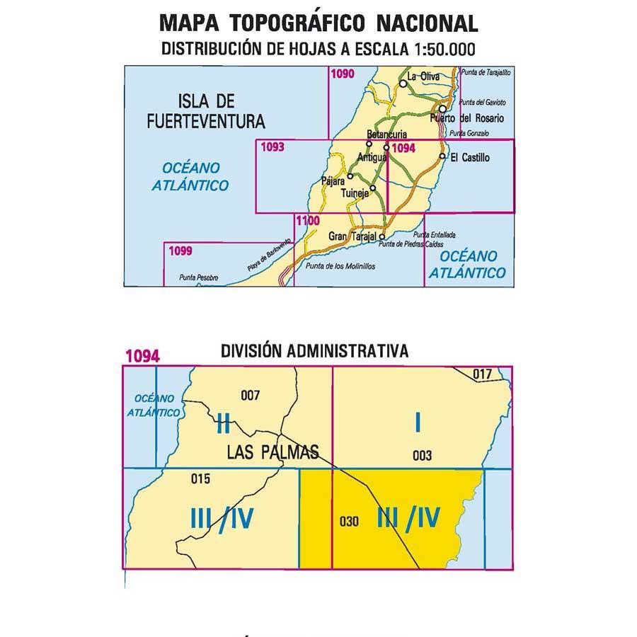 Carte topographique de l'Espagne - Tuineje (Fuerteventura), n° 1094.3/1093.4 | CNIG - 1/25 000 carte pliée CNIG 