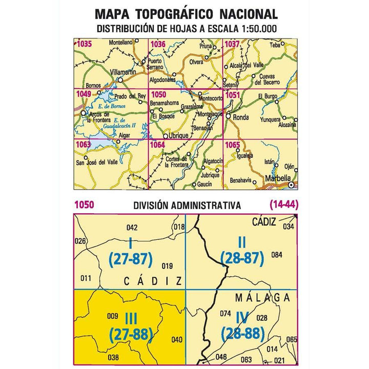 Carte topographique de l'Espagne - Ubrique, n° 1050.3 | CNIG - 1/25 000 carte pliée CNIG 