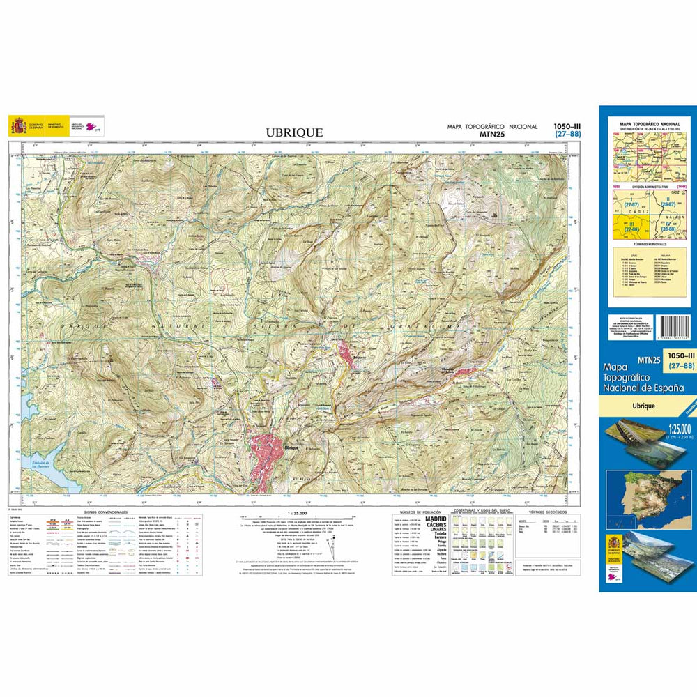 Carte topographique de l'Espagne - Ubrique, n° 1050.3 | CNIG - 1/25 000 carte pliée CNIG 