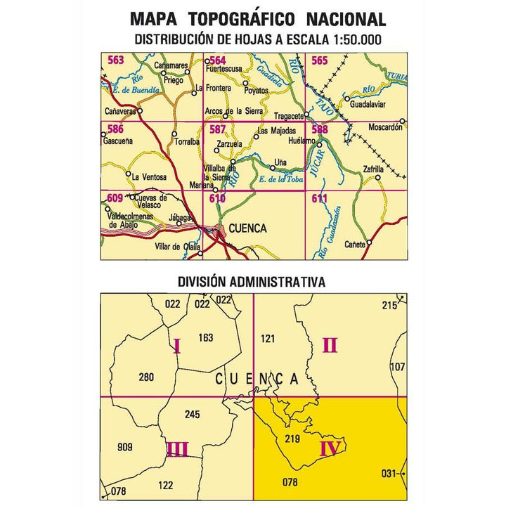 Carte topographique de l'Espagne - Uña, n° 0587.4 | CNIG - 1/25 000 carte pliée CNIG 