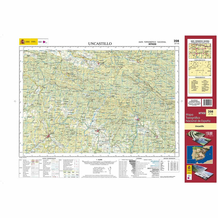 Carte topographique de l'Espagne - Uncastillo, n° 0208 | CNIG - 1/50 000 carte pliée CNIG 