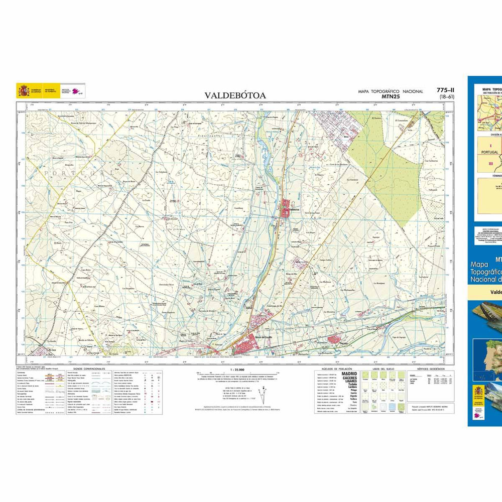 Carte topographique de l'Espagne - Valdebótoa, n° 0775.2 | CNIG - 1/25 000 carte pliée CNIG 