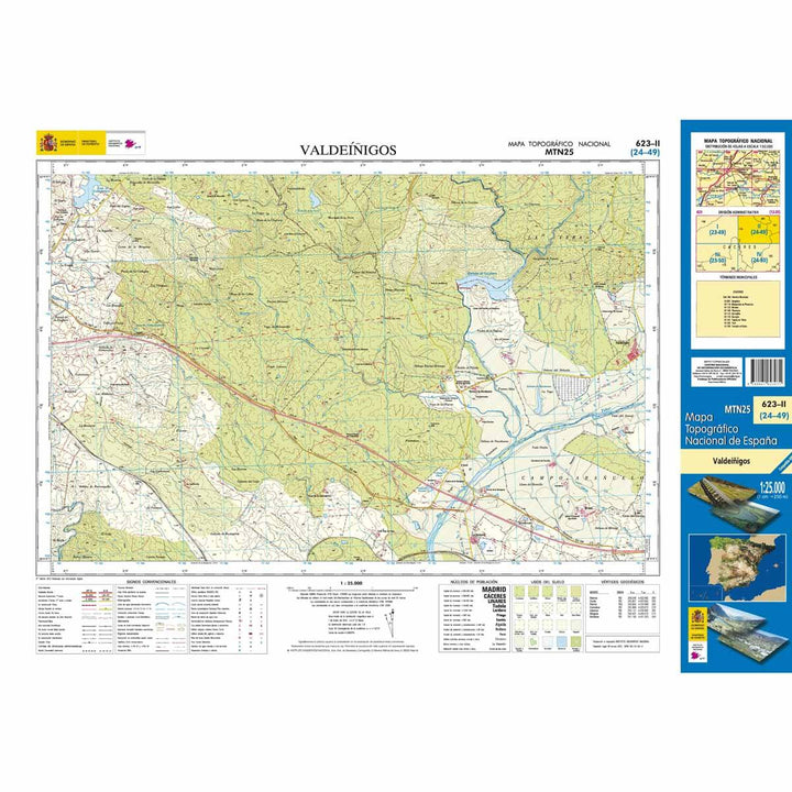 Carte topographique de l'Espagne - Valdeinigos, n° 0623.2 | CNIG - 1/25 000 carte pliée CNIG 