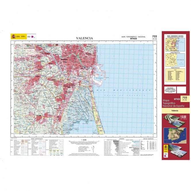 Carte topographique de l'Espagne - Valencia, n° 722, n° 0722 | CNIG - 1/50 000 carte pliée CNIG 