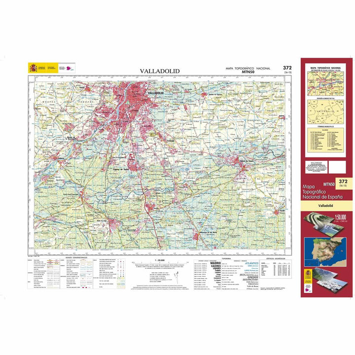 Carte topographique de l'Espagne - Valladolid, n° 0372 | CNIG - 1/50 000 carte pliée CNIG 