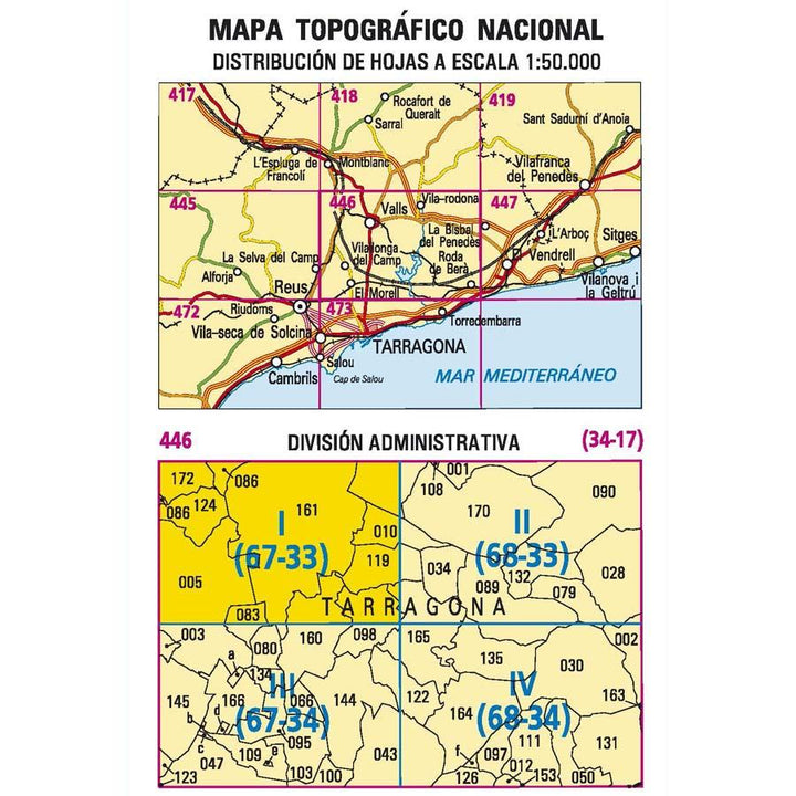 Carte topographique de l'Espagne - Valls, n° 0446.1 | CNIG - 1/25 000 carte pliée CNIG 