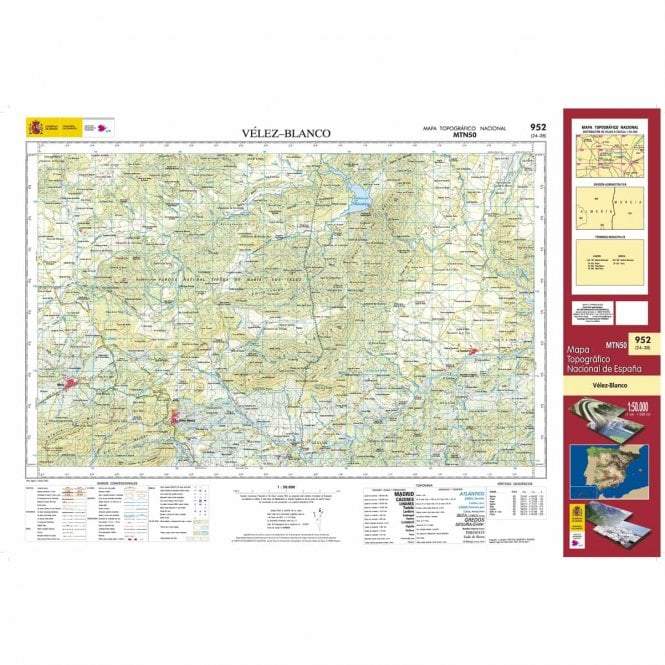 Carte topographique de l'Espagne - Vélez-Blanco, n° 0952 | CNIG - 1/50 000 carte pliée CNIG 