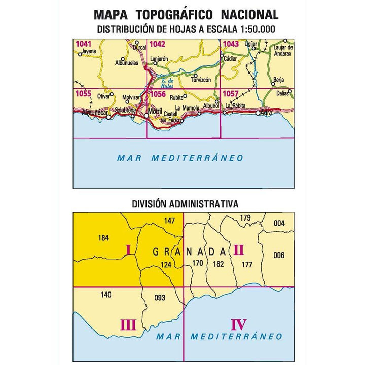 Carte topographique de l'Espagne - Vélez de Benaudalla, n° 1056.1 | CNIG - 1/25 000 carte pliée CNIG 