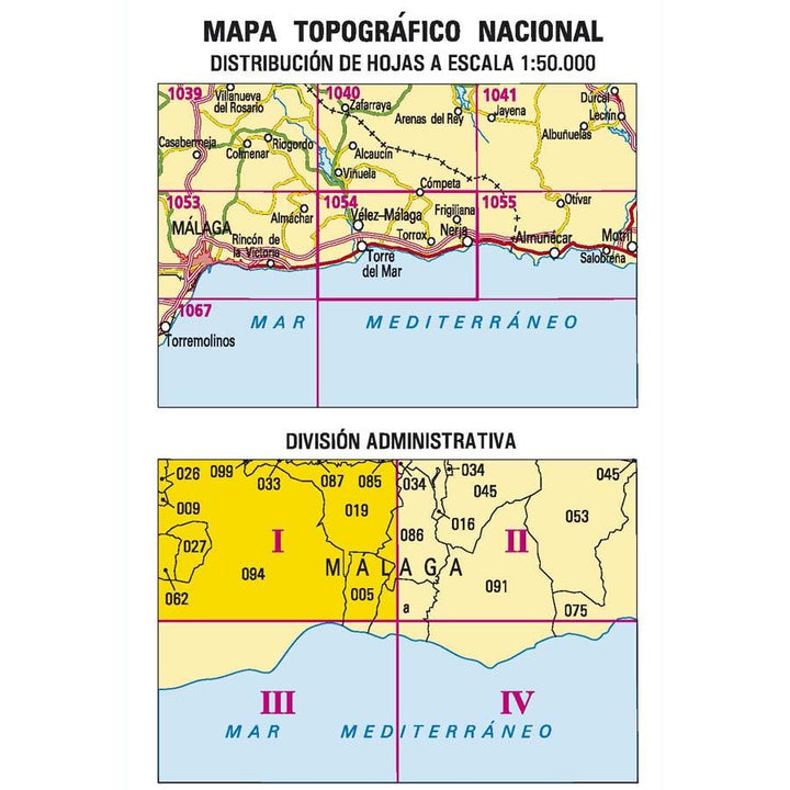 Carte topographique de l'Espagne - Vélez-Málaga, n° 1054.1 | CNIG - 1/25 000 carte pliée CNIG 