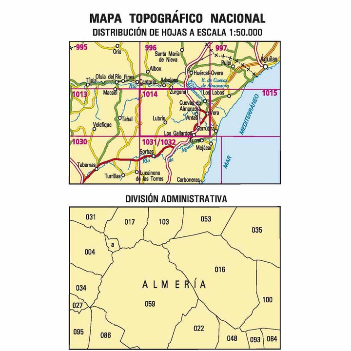Carte topographique de l'Espagne - Vera, n° 1014 | CNIG - 1/50 000 carte pliée CNIG 