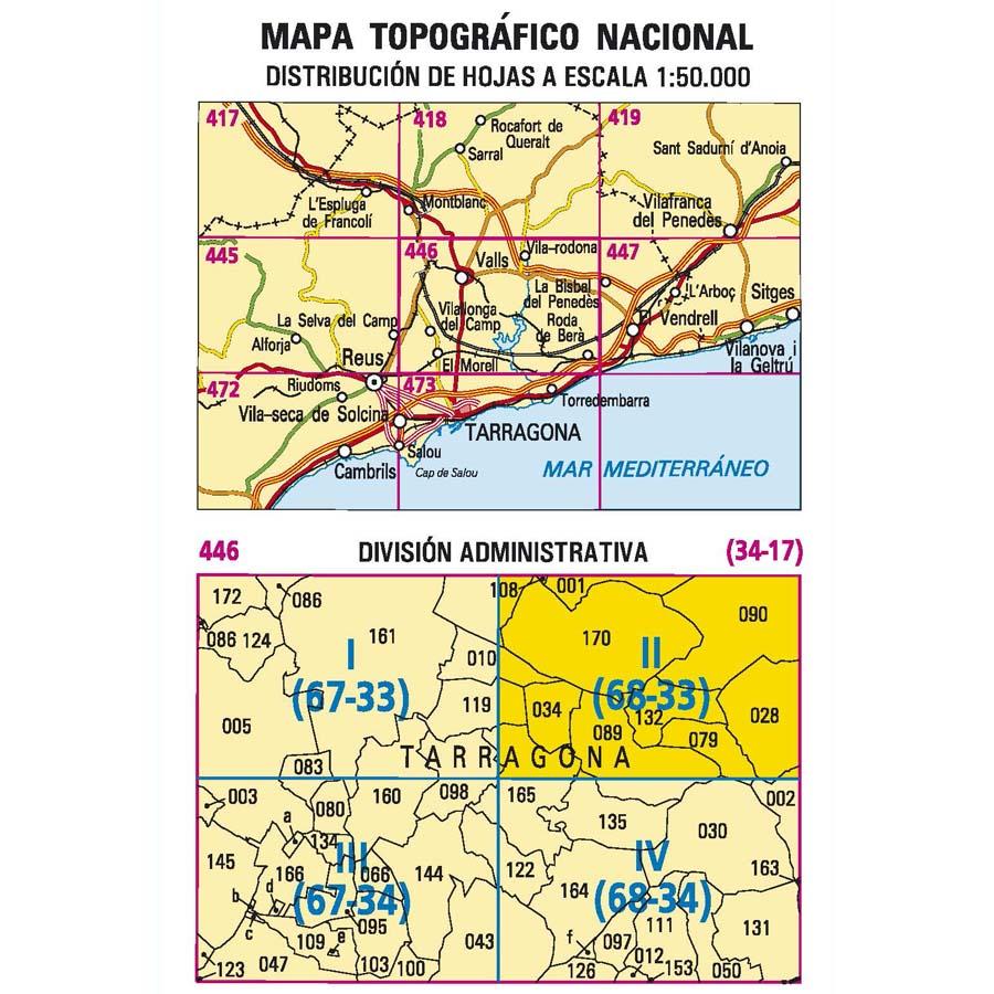 Carte topographique de l'Espagne - Vila-Rodona, n° 0446.2 | CNIG - 1/25 000 carte pliée CNIG 