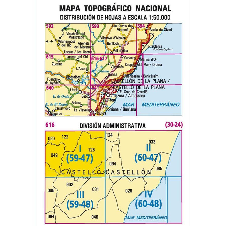 Carte topographique de l'Espagne - Vilafamés, n° 0616.1 | CNIG - 1/25 000 carte pliée CNIG 