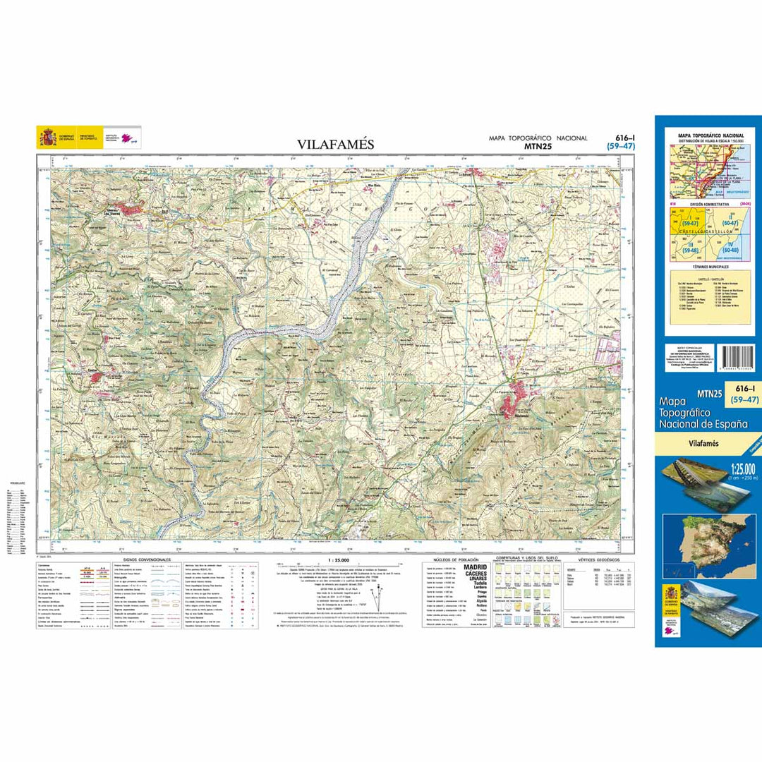 Carte topographique de l'Espagne - Vilafamés, n° 0616.1 | CNIG - 1/25 000 carte pliée CNIG 