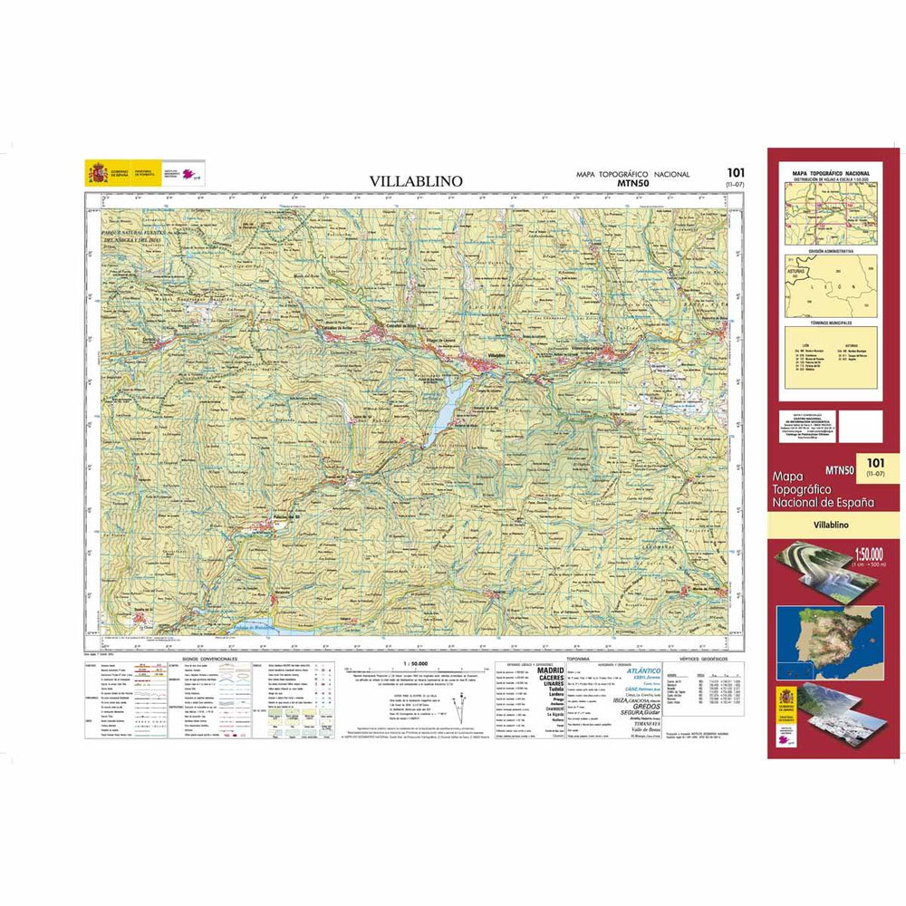 Carte topographique de l'Espagne - Villablino, n° 0101 | CNIG - 1/50 000 carte pliée CNIG 