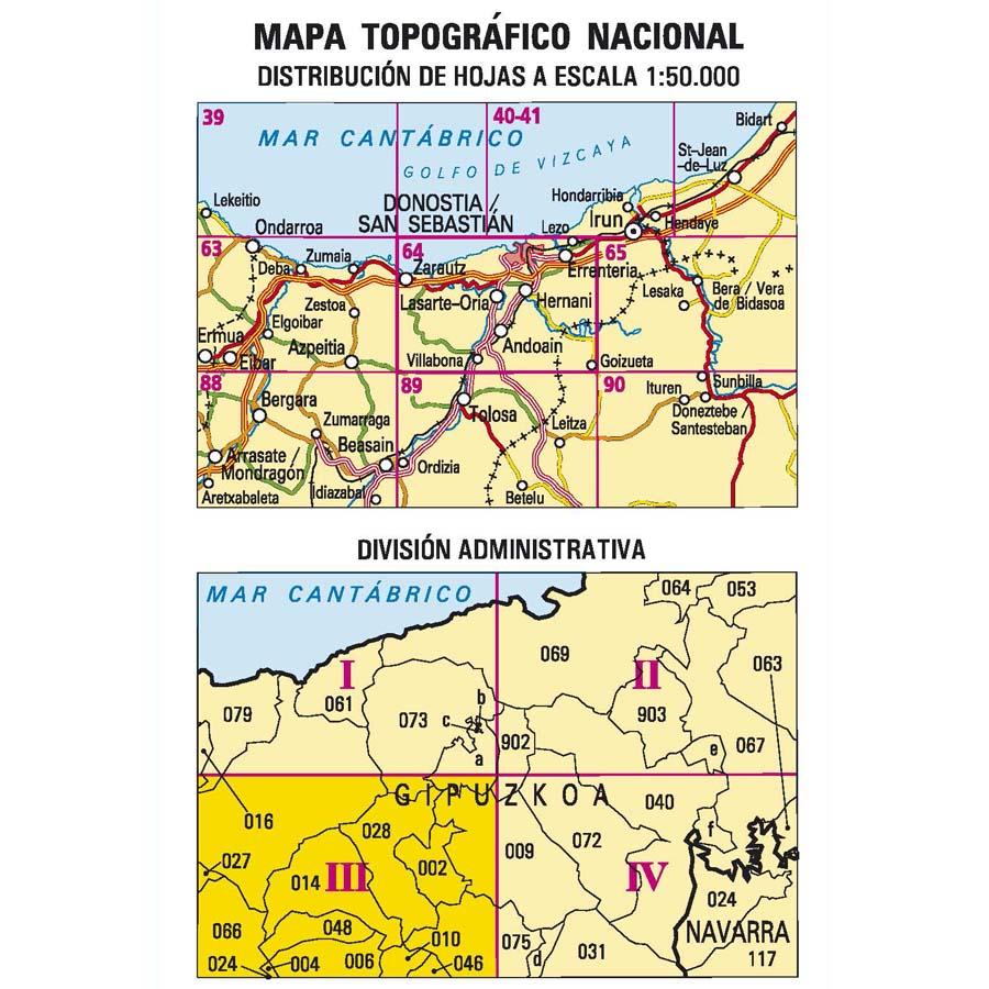 Carte topographique de l'Espagne - Villabona, n° 0064.3 | CNIG - 1/25 000 carte pliée CNIG 