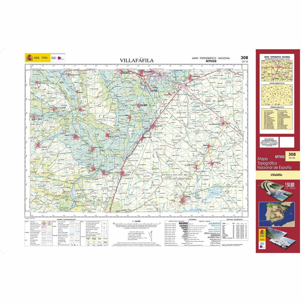 Carte topographique de l'Espagne - Villafáfila, n° 0308 | CNIG - 1/50 000 carte pliée CNIG 