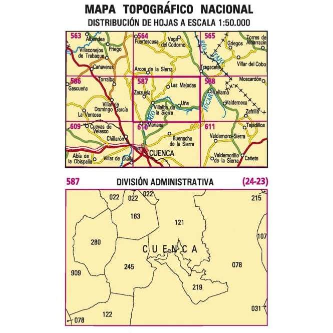 Carte topographique de l'Espagne - Villalba de la Sierra, n° 587, n° 0587 | CNIG - 1/50 000 carte pliée CNIG 