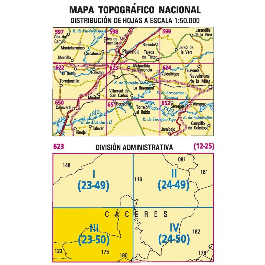 Carte topographique de l'Espagne - Villarreal de San Carlos, n° 0623.3 | CNIG - 1/25 000 carte pliée CNIG 