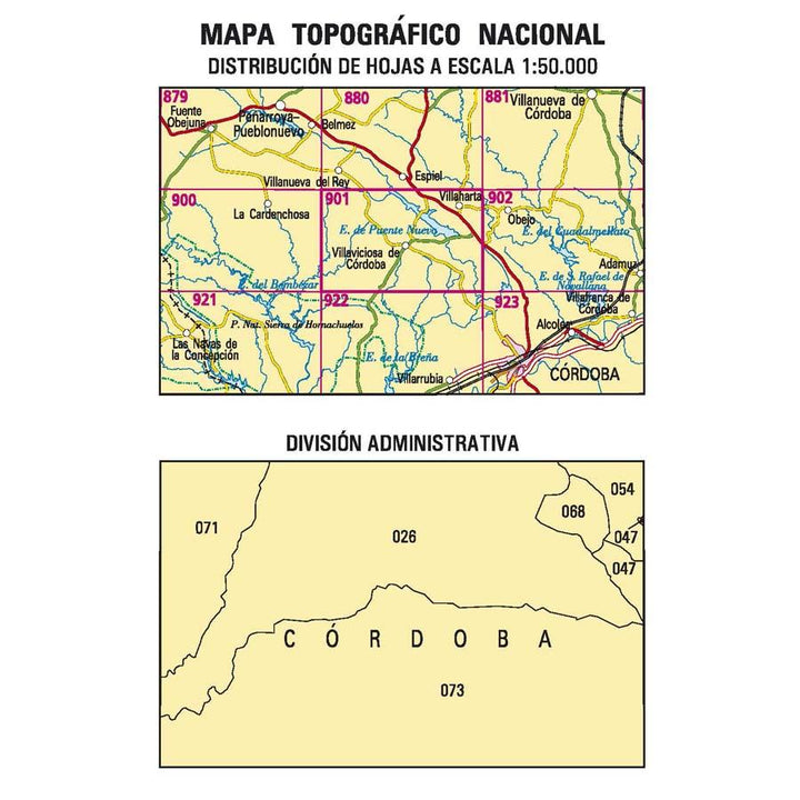 Carte topographique de l'Espagne - Villaviciosa de Córdoba, n° 0901 | CNIG - 1/50 000 carte pliée CNIG 