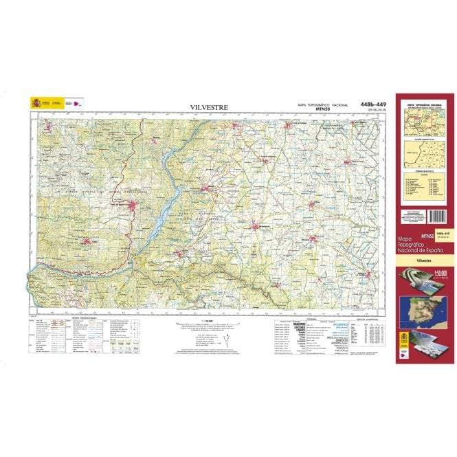 Carte topographique de l'Espagne - Vilvestre, n° 0448B/449 | CNIG - 1/50 000 carte pliée CNIG 