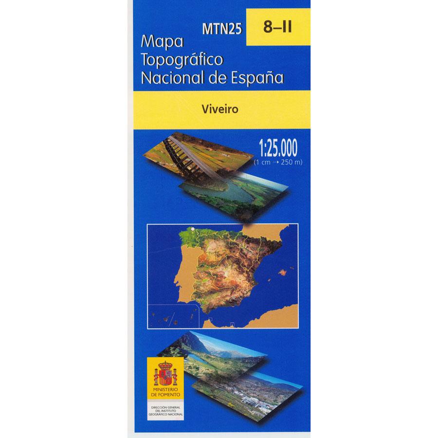 Carte topographique de l'Espagne - Viveiro, n° 0008.2 | CNIG - 1/25 000 carte pliée CNIG 