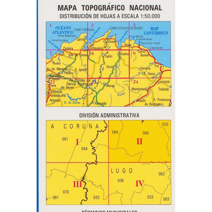 Carte topographique de l'Espagne - Viveiro, n° 0008.2 | CNIG - 1/25 000 carte pliée CNIG 