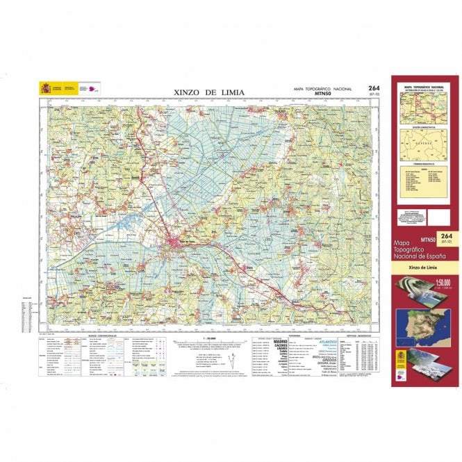 Carte topographique de l'Espagne - Xinzo de Limia, n° 264, n° 0264 | CNIG - 1/50 000 carte pliée CNIG 