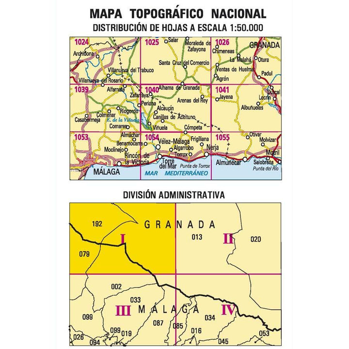 Carte topographique de l'Espagne - Zafarraya, n° 1040.1 | CNIG - 1/25 000 carte pliée CNIG 